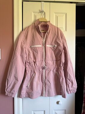 GUESS vintage style Women's Pale Pink Zip-Front Utility Jacket